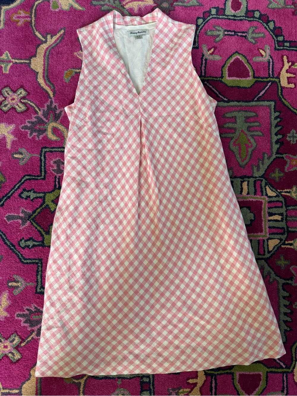 Tommy Bahama Pink Gingham Linen Dress Women’s M